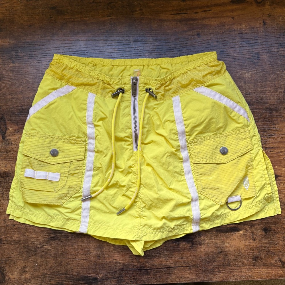 FP Movement Free People Neon Yellow Cargo Skort Drawstring Half Zip XS